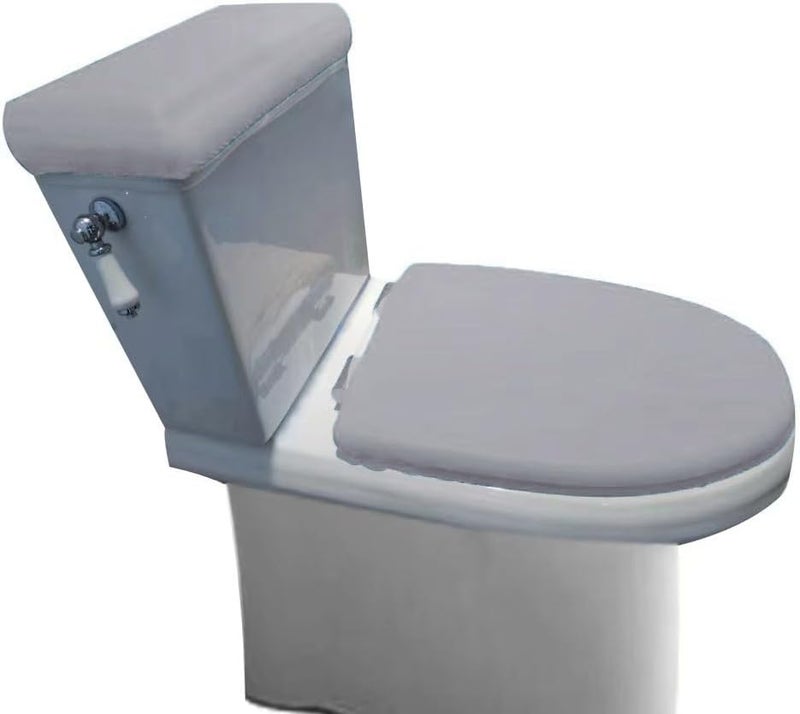 Madeals Velvet Toilet Lid Cover and Toilet Tank Lid Cover Fabric Cover for A Lid Toilet Tank Grey - Image 2